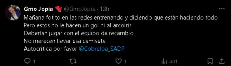 Comentarios de hinchas de Cobreloa tras la derrota ante Audax Italiano.