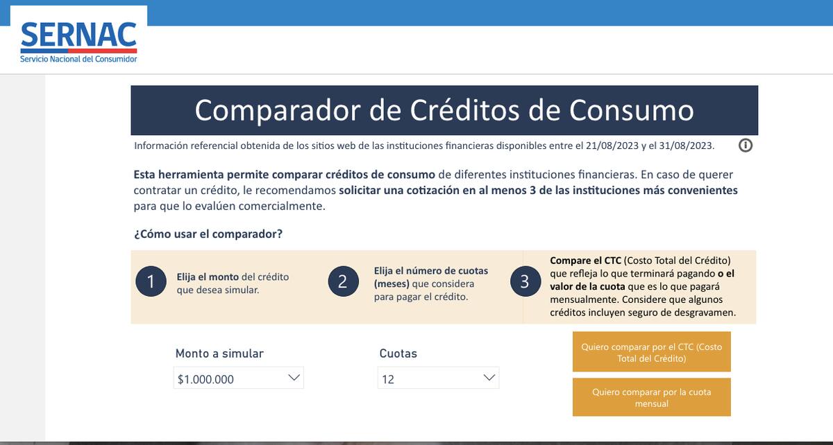 Así es la página habilitada por el SERNAC.