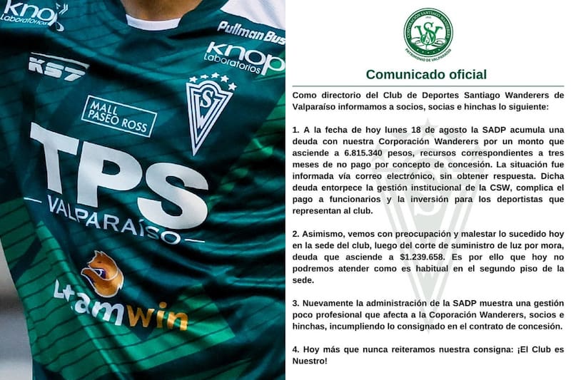 Comunicado Corporación Santiago Wanderers.