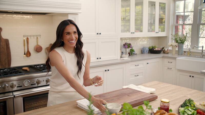 With Love, Meghan. Meghan, Duchess of Sussex in episode 105 of With Love, Meghan. Cr. Courtesy of Netflix © 2024