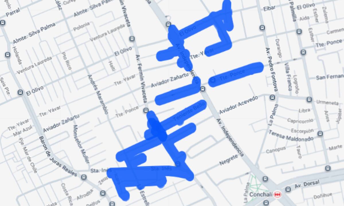 Este corte de luz se ubica entre las estaciones de metro Vivaceta y Conchalí. Foto: Enel.