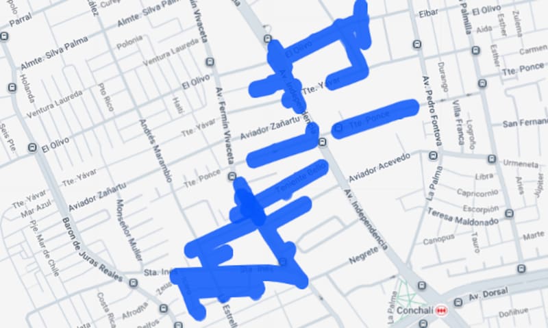 Este corte de luz se ubica entre las estaciones de metro Vivaceta y Conchalí. Foto: Enel.