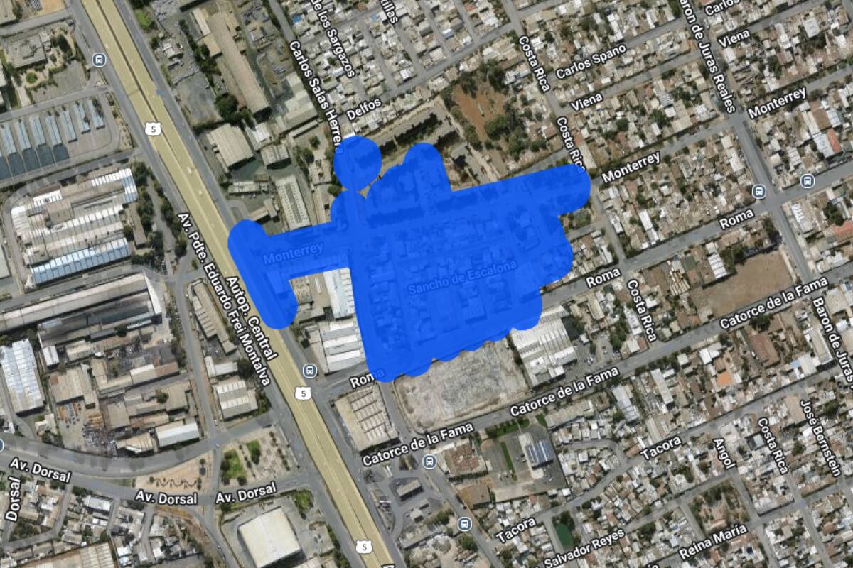 Sector afectado por el corte de luz.