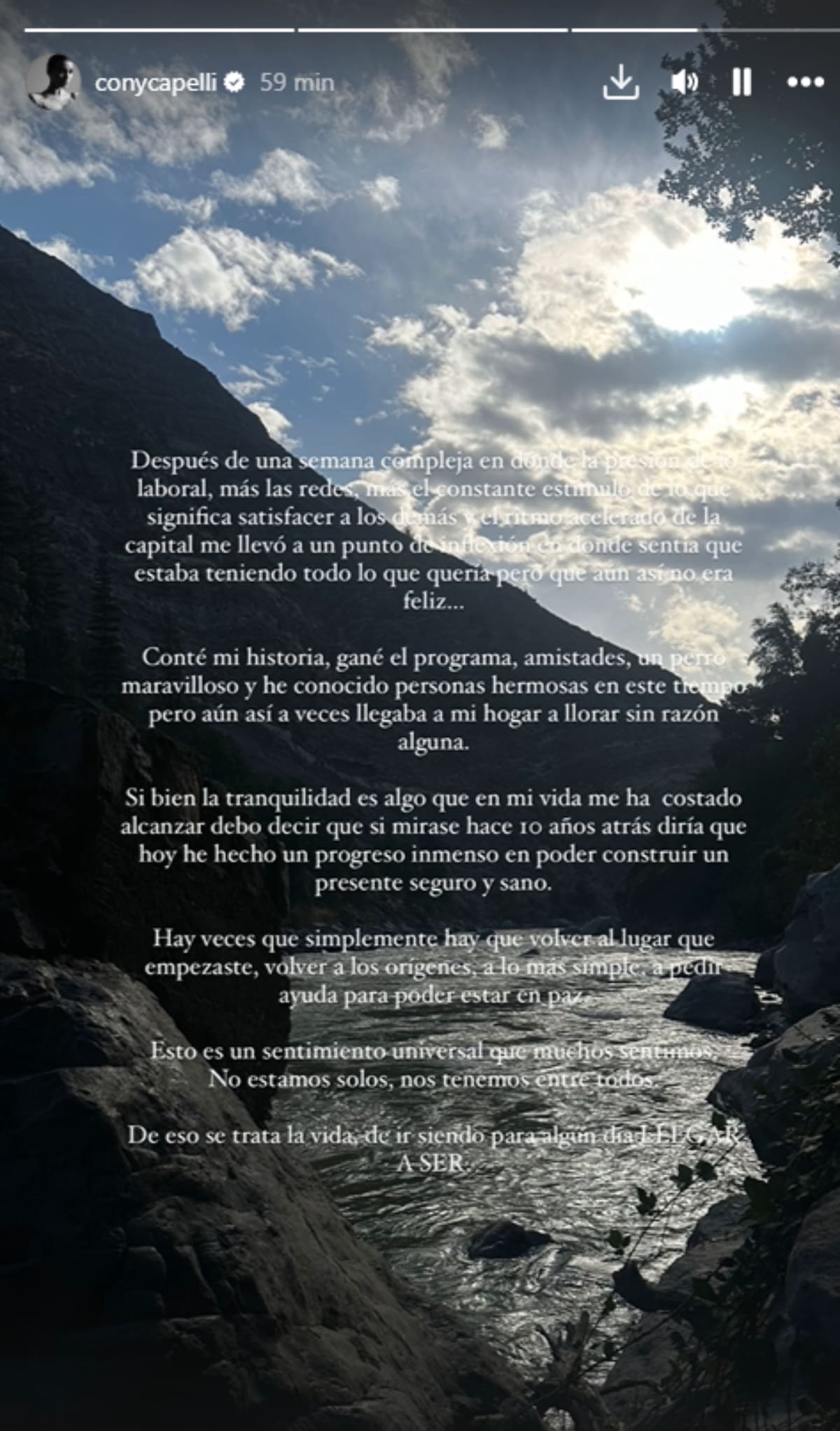 Constanza Capelli reflexiona en Instagram
