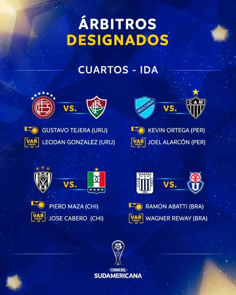 Los árbitros para los cuartos de final ida.