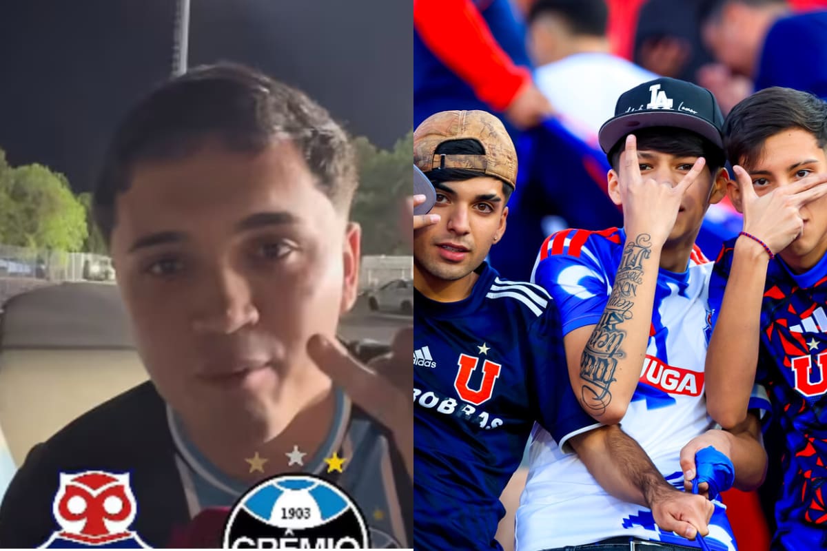 Hinchas de Gremio se suman a la U en Chile y desatan polémica con burlas a Colo Colo.