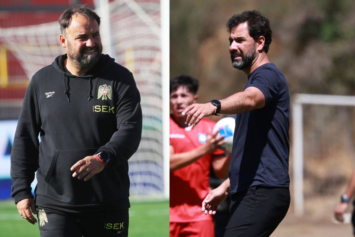 José Luis Sierra, de Unión Española, y Gustavo Leal, de Everton, son dos entrenadores que la pasan muy mal en el Campeonato Nacional y ahora se medirán en partido único en la arena continental. Fotos: Agencia Aton.