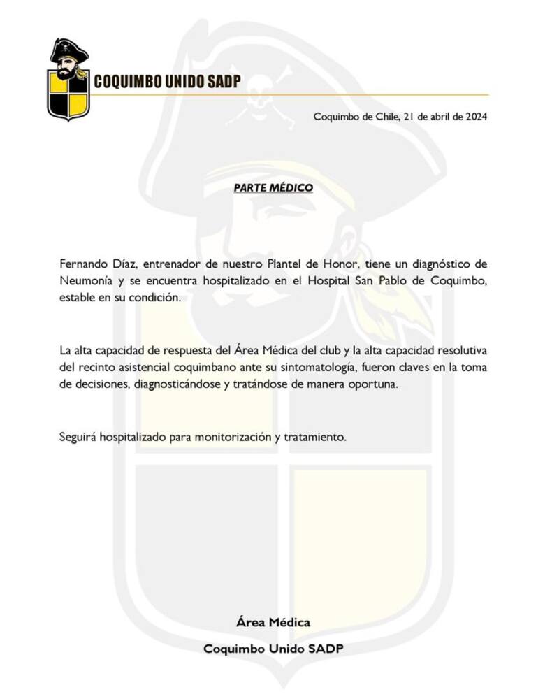 se refirió a la situación médica de Fernando Díaz