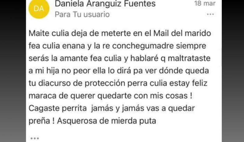Correo de Daniela Aránguiz a Maite Orsini