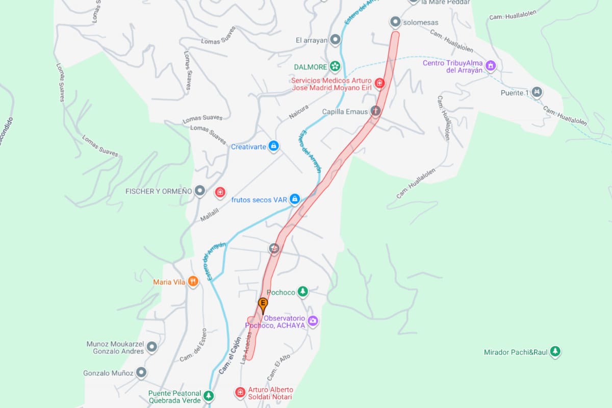 Una falla de matriz mantiene a este sector de la comuna sin suministro a esta hora. Créditos: Aguas Andinas.