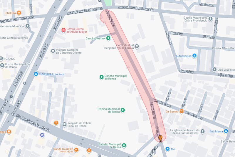 Una falla matriz mantiene el servicio suspendido en este sector de la comuna. Créditos: Aguas Andinas.