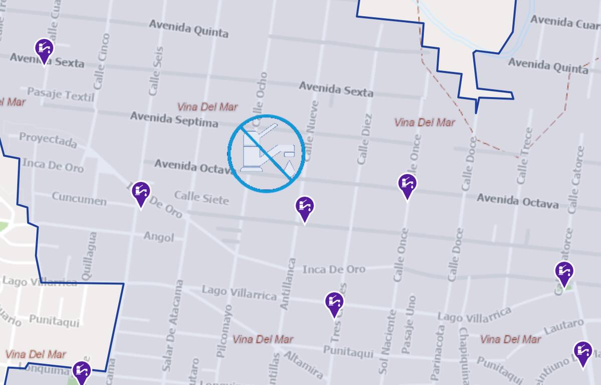 Este es el mapa de la zona que tendrá una interrupción de suministro por casi 24 horas en la Ciudad Jardín. (Foto: Esval)
