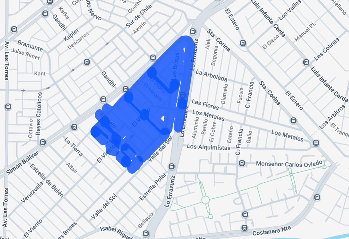 Esta es la zona con suspensión de servicio. Foto: Enel