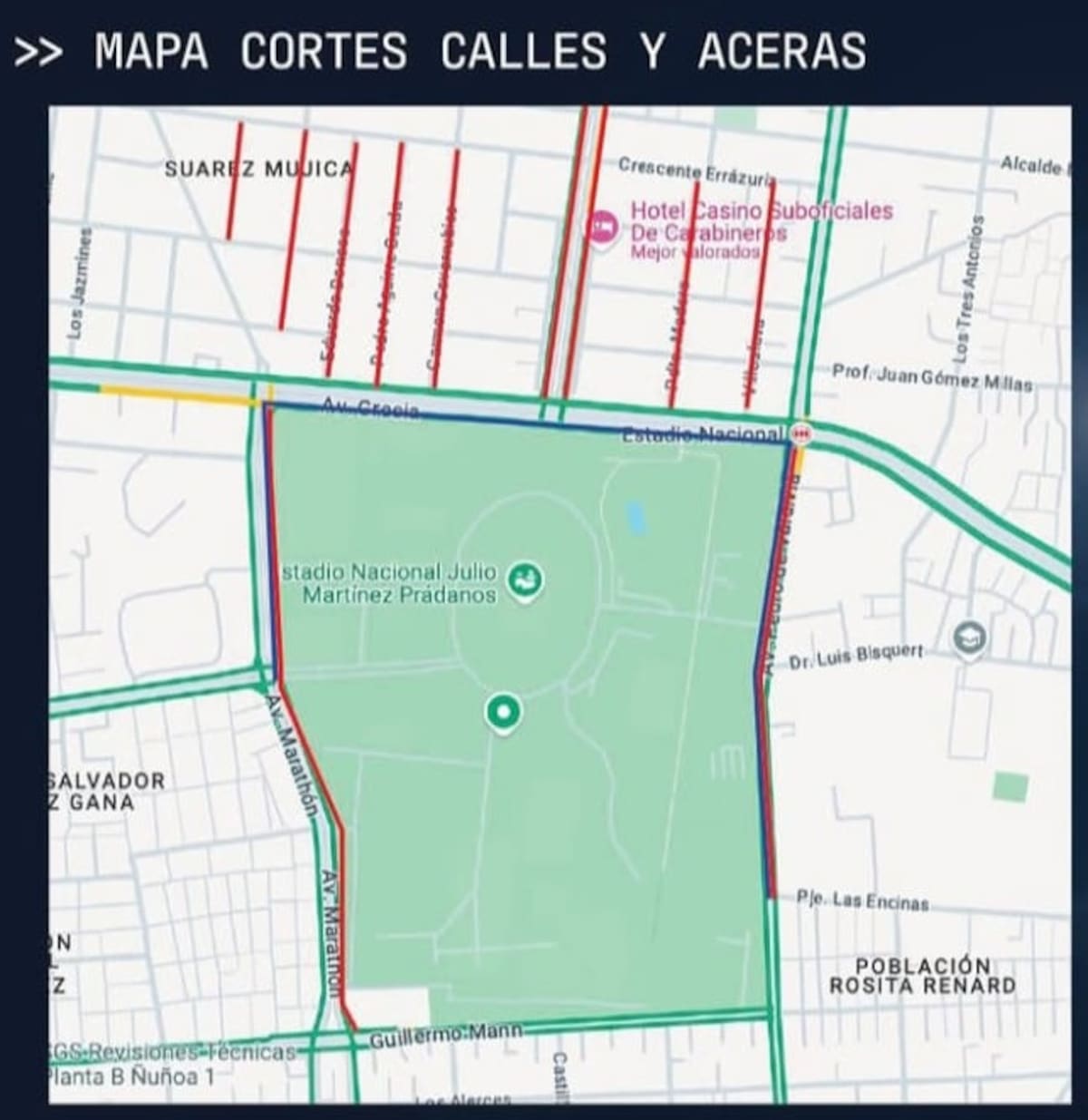Mapa del tránsito durante la jornada de este lunes. Créditos: Instagram