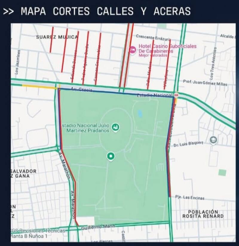 Mapa del tránsito durante la jornada de este lunes. Créditos: Instagram