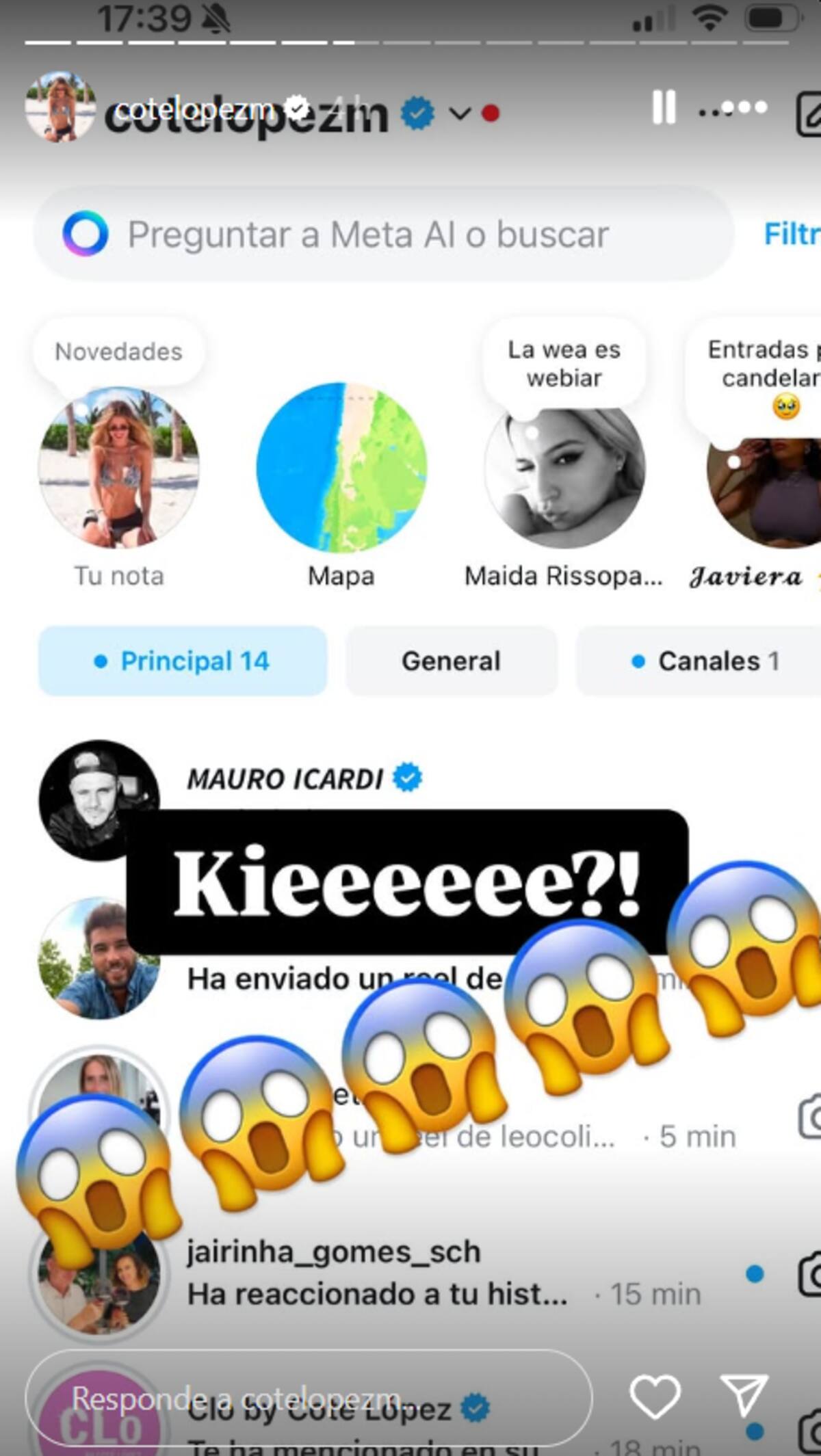 La influencer chilena recibió un mensaje de Mauro Icardi.
