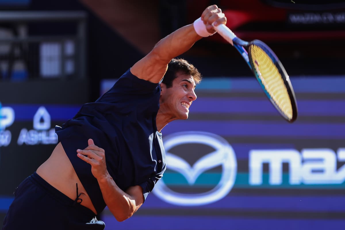 El chileno versus Juan Manuel Cerúndolo en el Chile Open. Foto: Agencia Aton