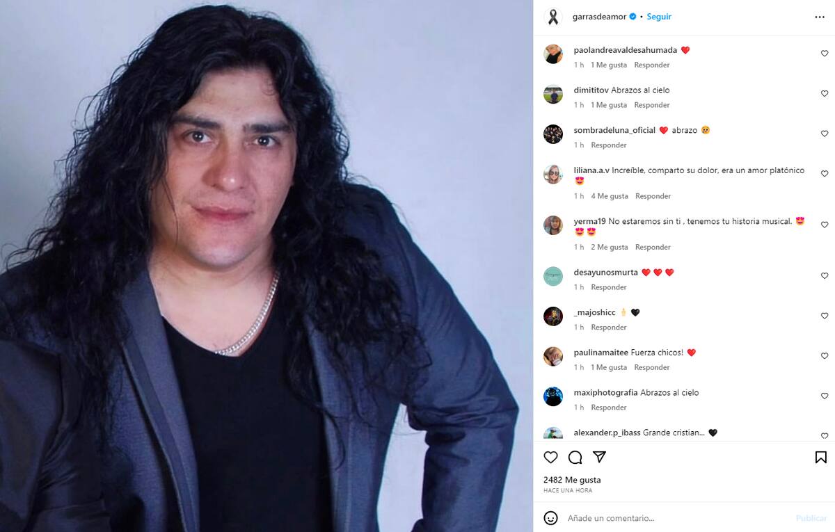 Garras de Amor conmemora un mes del fallecimiento de su vocalista, Cristián Rodríguez por Instagram.