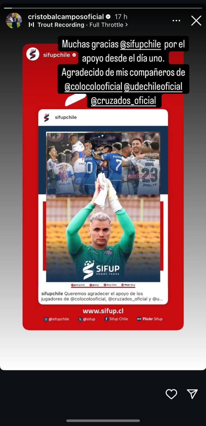 El agradecimiento de Cristóbal Campos.