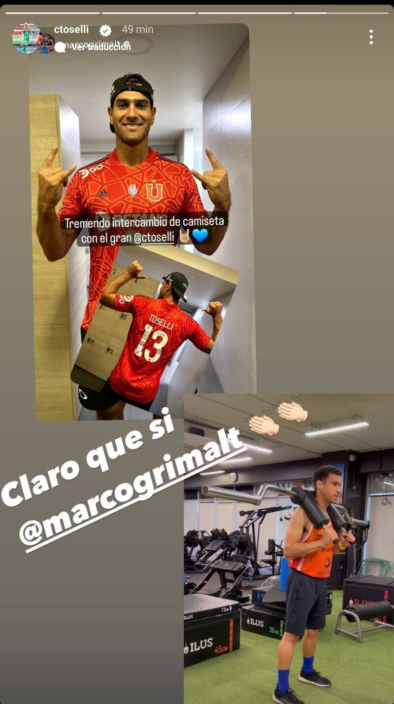 El arquero de la U compartió un intercambio de camiseta con Marco Grimalt.