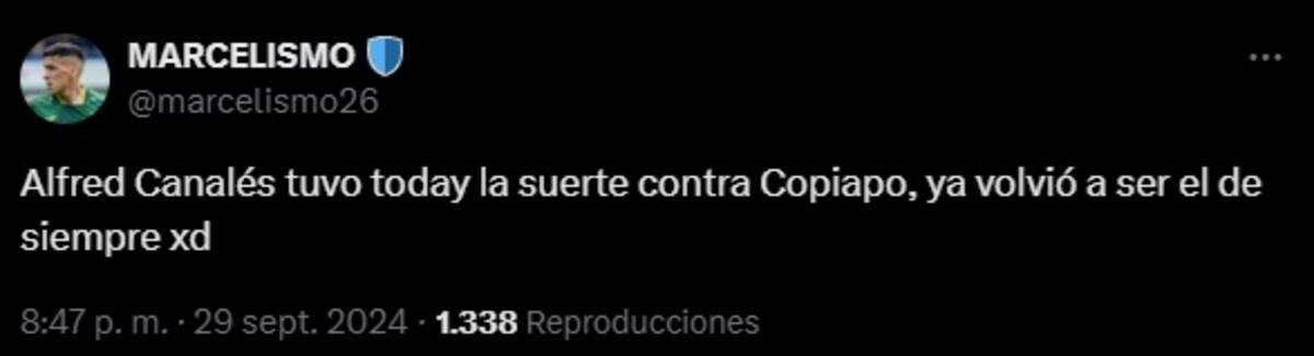 Criticas a Alfred Canales por su partido ante Unión Española.