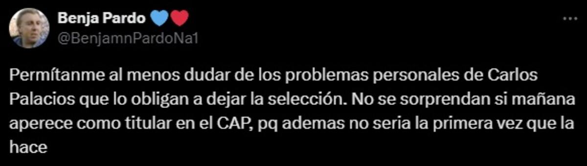 Criticas a Carlos Palacios por abandonar la Selección.