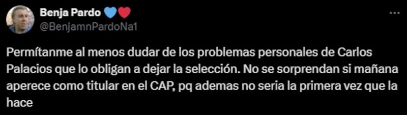 Criticas a Carlos Palacios por abandonar la Selección.