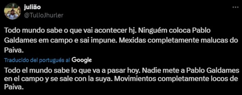 hinchas del Vasco Da Gama critican a Pablo Galdames.