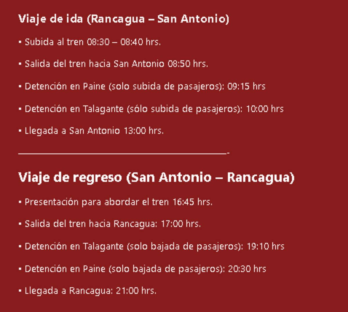 entre Rancagua y San Antonio.