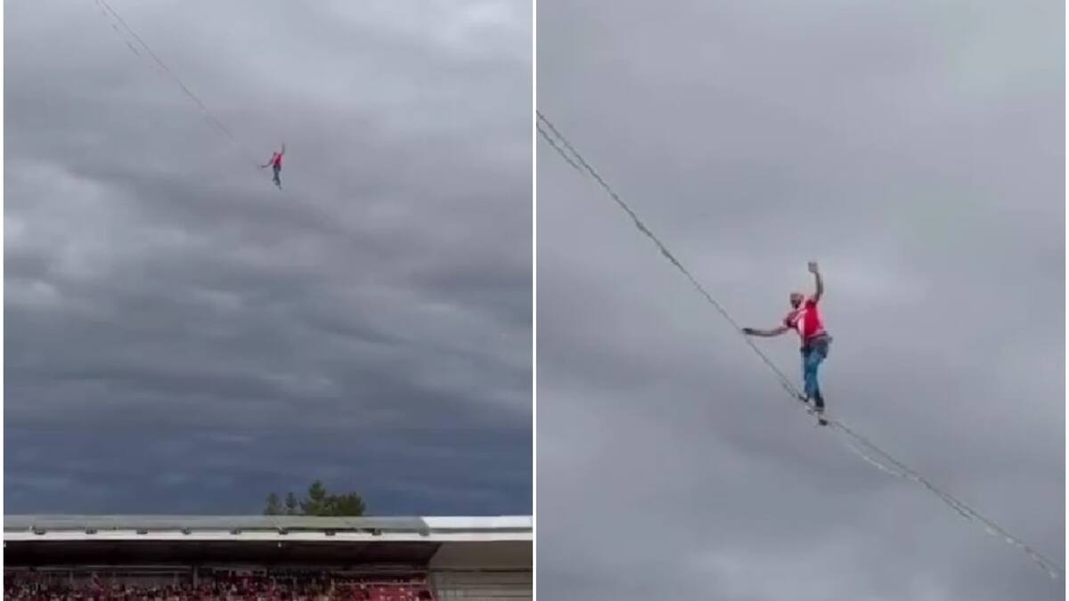 VIDEO | Impresionante: se subió a una cinta y cruzó estadio del fútbol chileno en pleno entretiempo