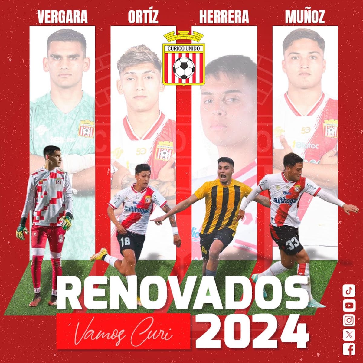 Curicó Unido confirmó a cuatro jugadores que renovaron su vinculo