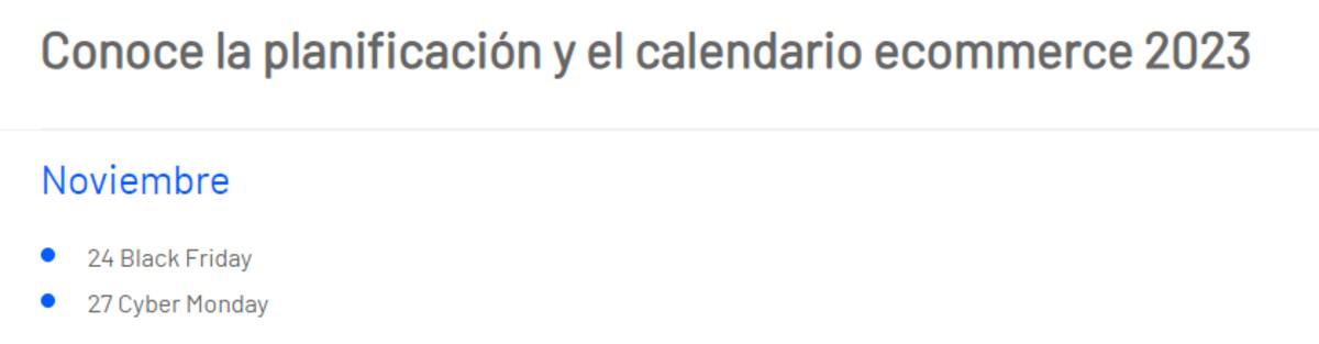 Revisa las fechas de los próximos eventos de compras online.