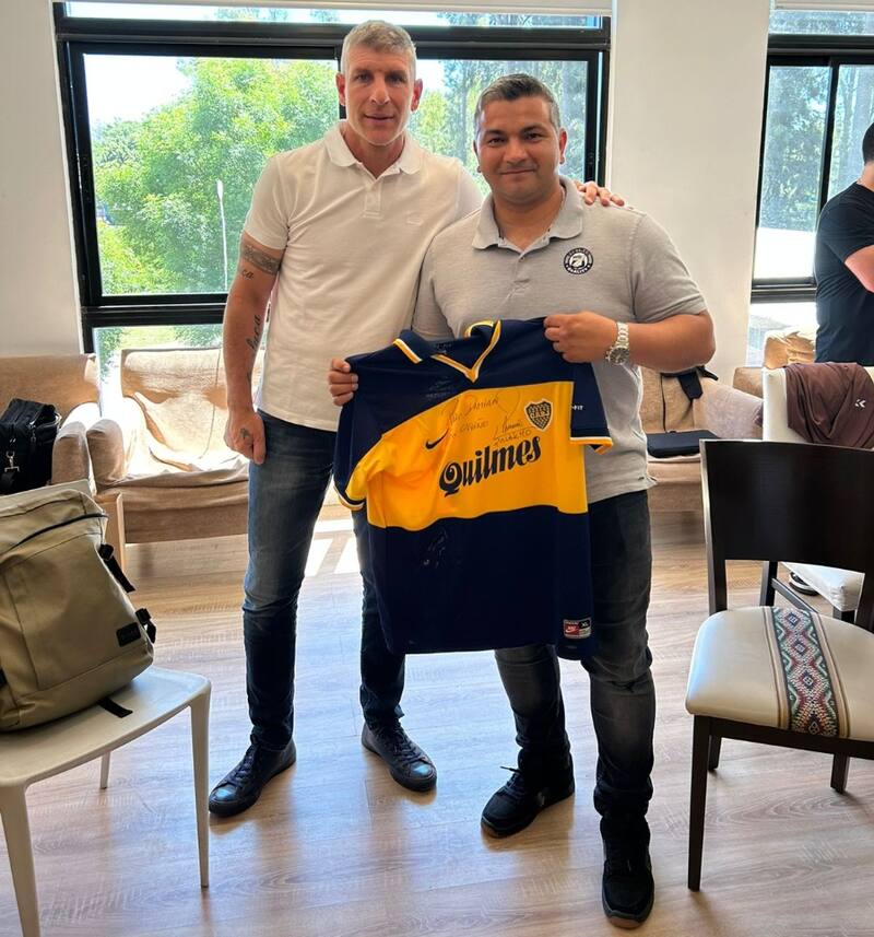 Martín Palermo y Damián Muñoz en Argentina, tras la visita del DT chileno.