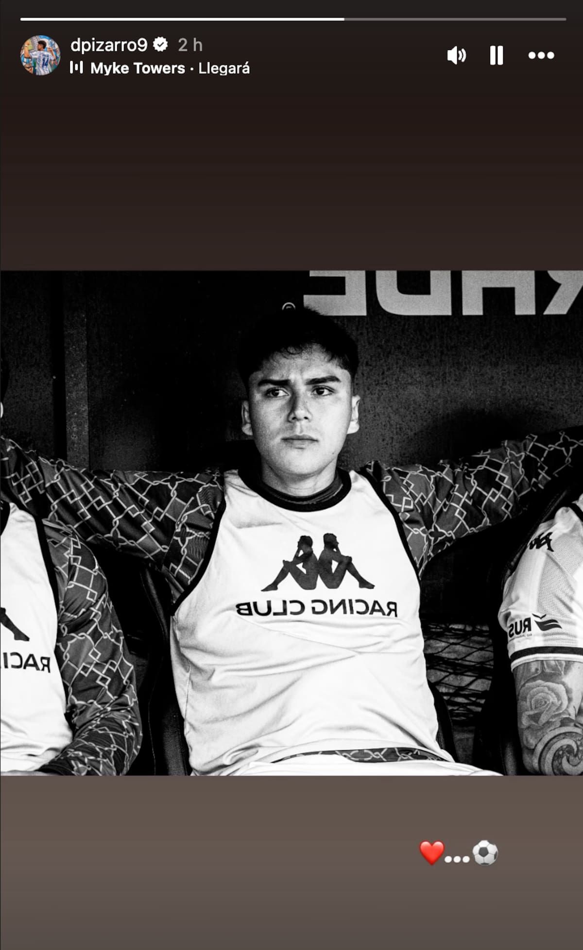 El delantero de Racing en su Instagram.