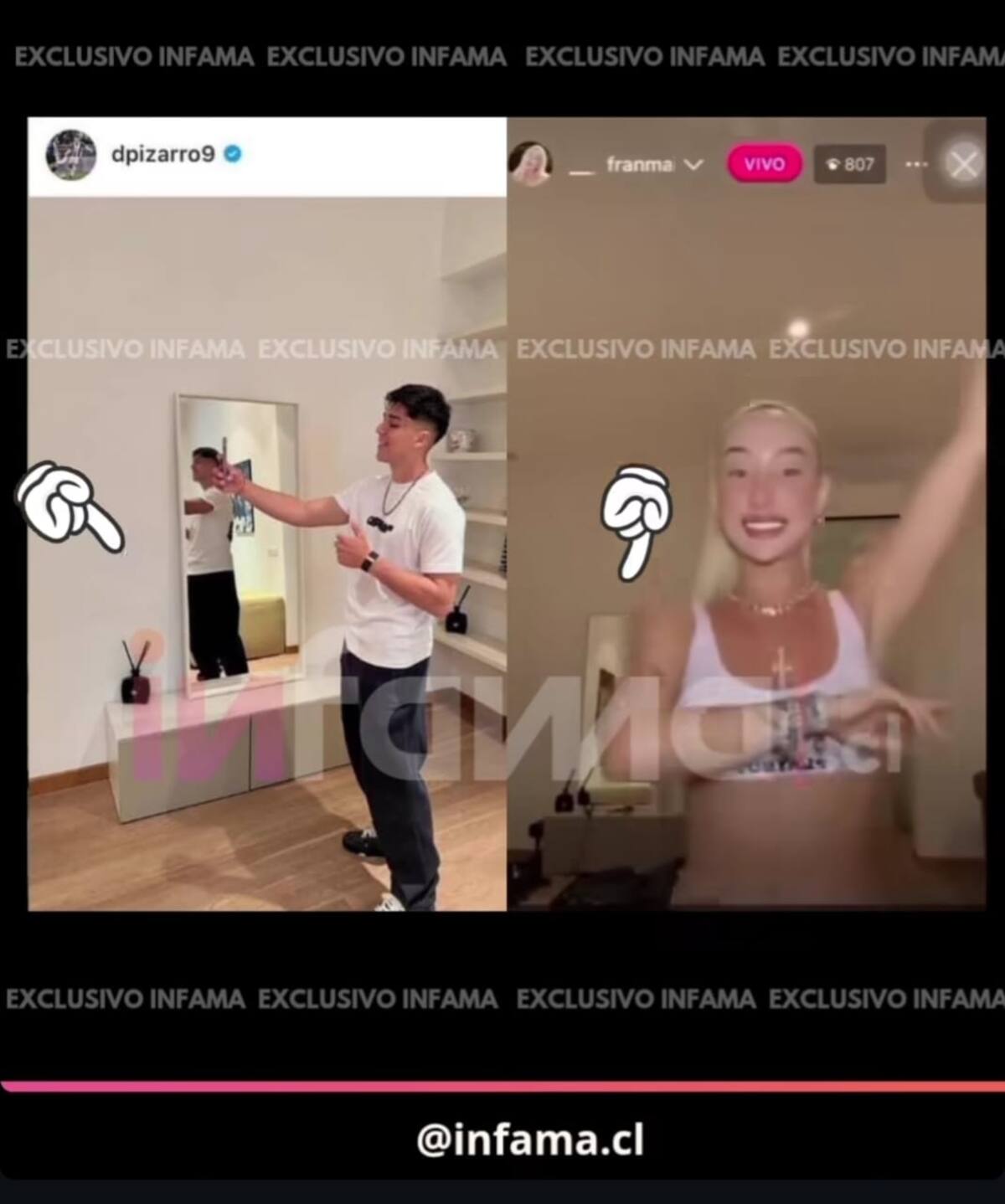 La cantante realizó un en vivo en redes sociales desde el departamento del 9 de Udinese en Roma, reavivando los rumores de romance entre ambos. Créditos: Infama.