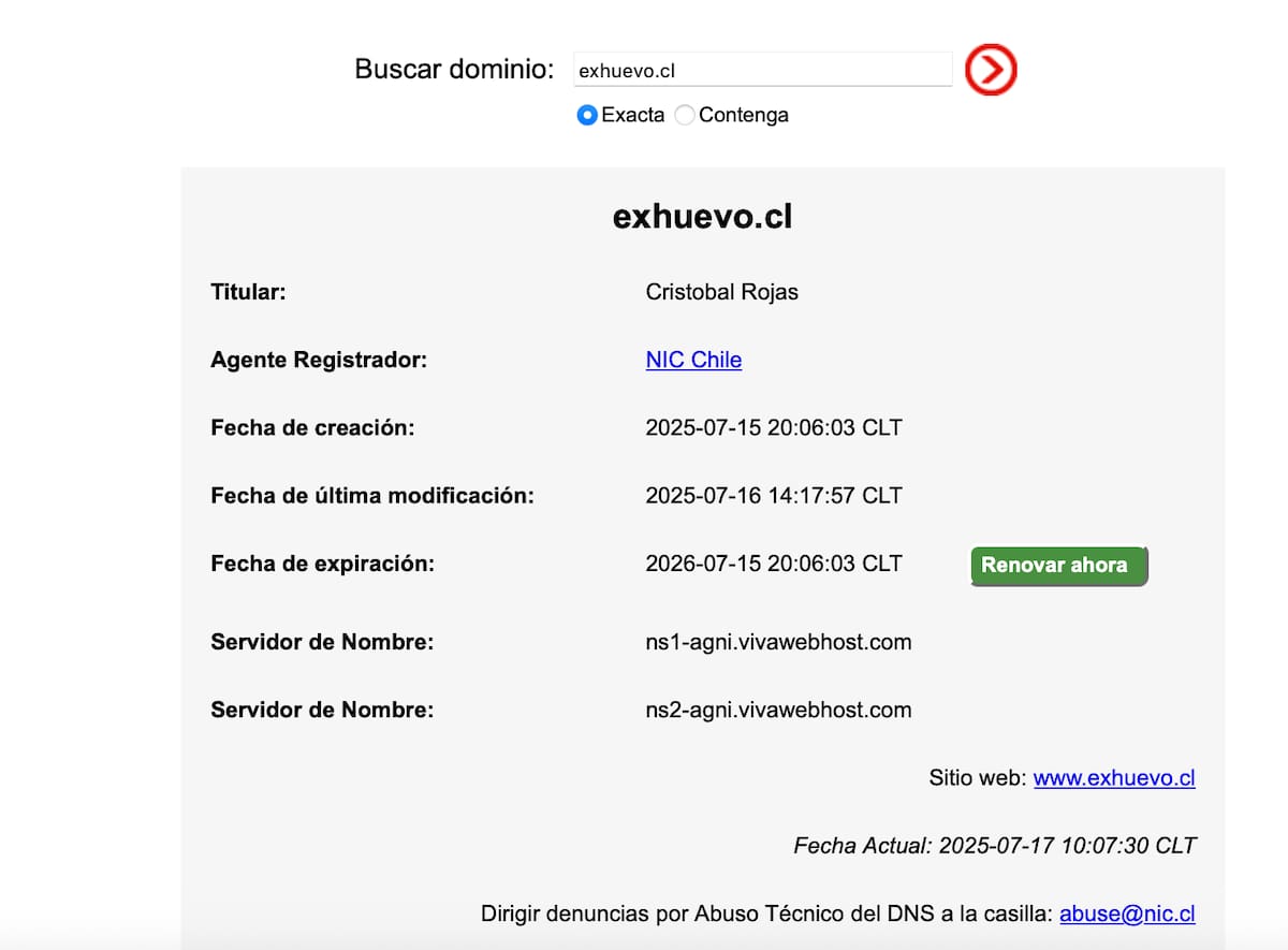 Registran dominio web con el apodo de Ex Huevo.