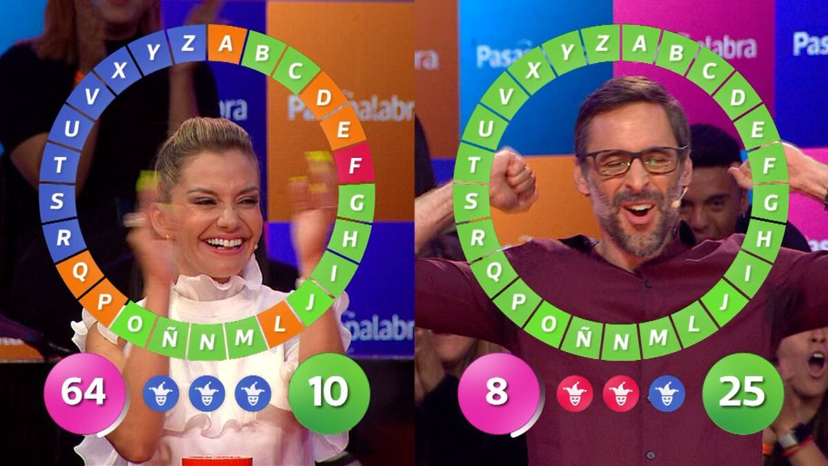 Rayén Araya y Daniel Matamala se enfrentaron por el rosco de "Pasapalabra"/ Chilevisión