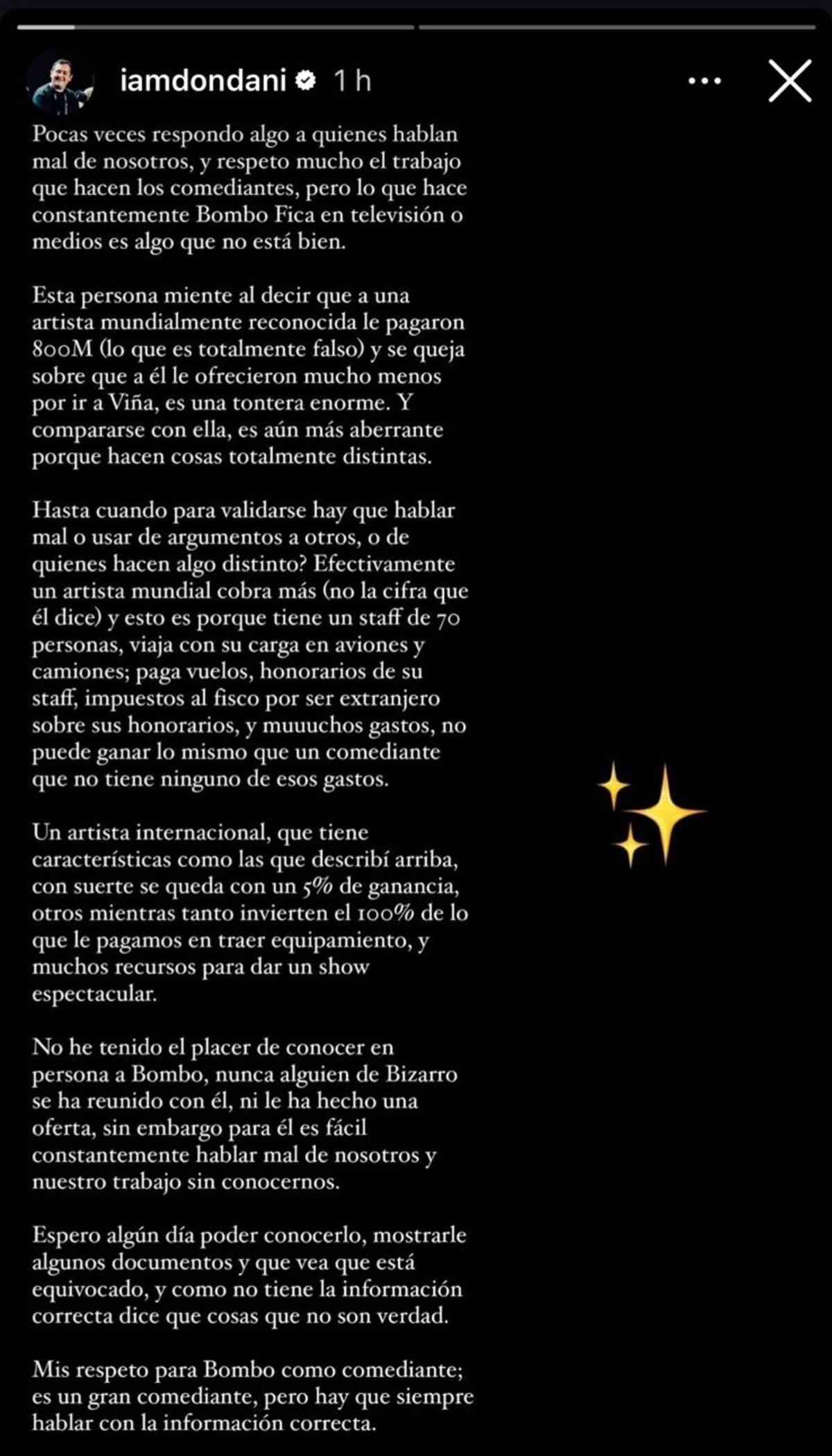 respondió con todo a Bombo Fica tras manifestar descontento por las diferencias salariales entre humoristas y artistas internacionales.
