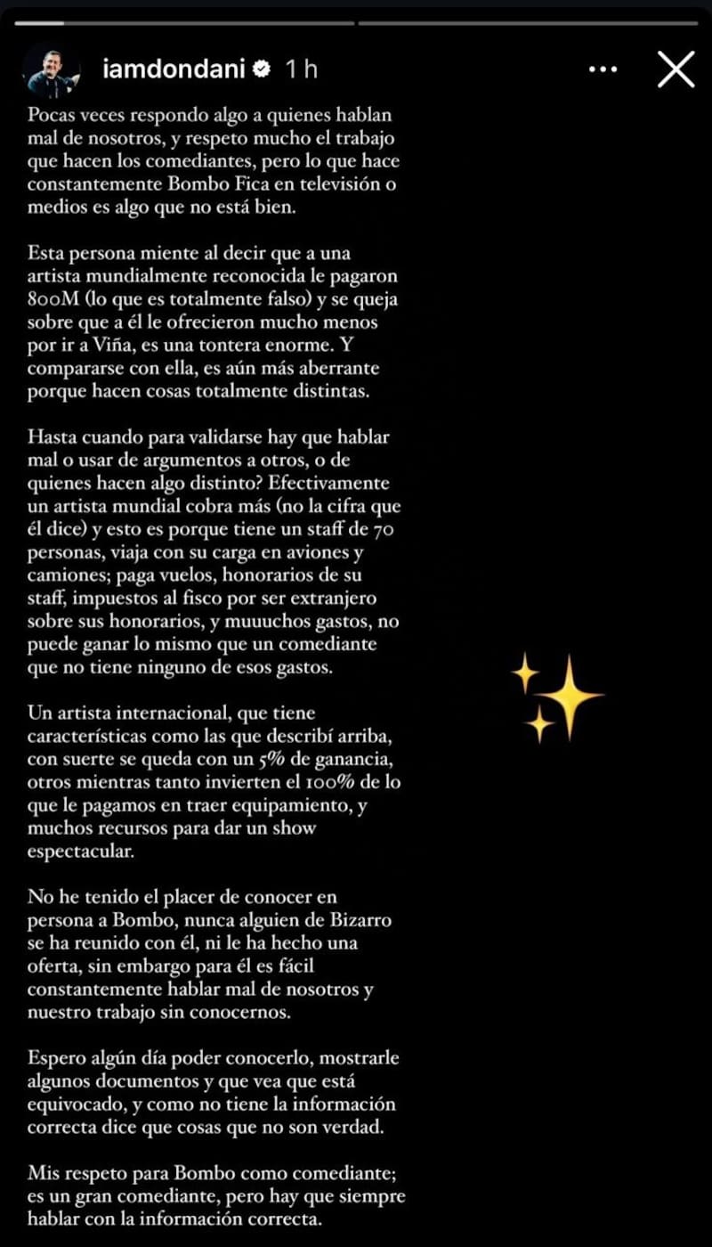 respondió con todo a Bombo Fica tras manifestar descontento por las diferencias salariales entre humoristas y artistas internacionales.