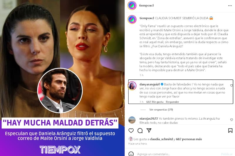 Daniela Aránguiz niega estar vinculada a la filtración de los mails de su exmarido. Créditos: Instagram