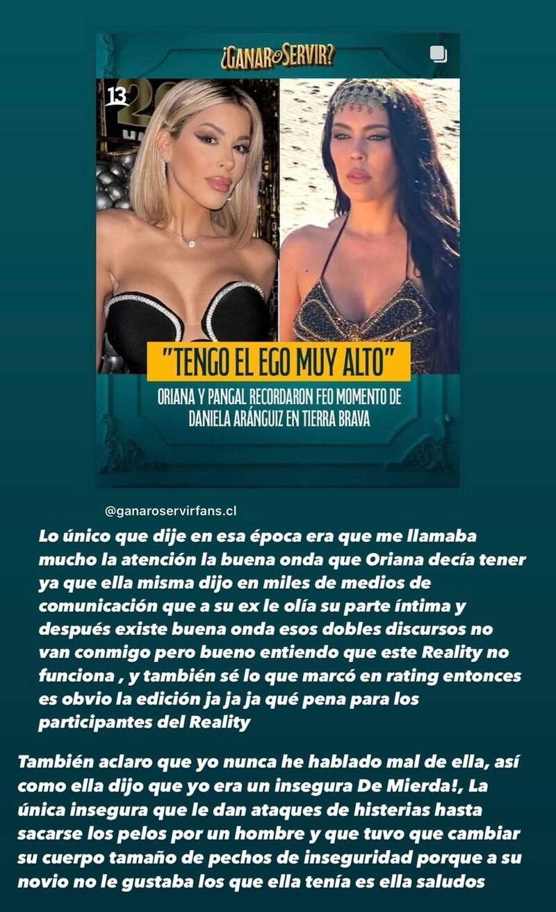 arremetió contra Oriana Marzoli