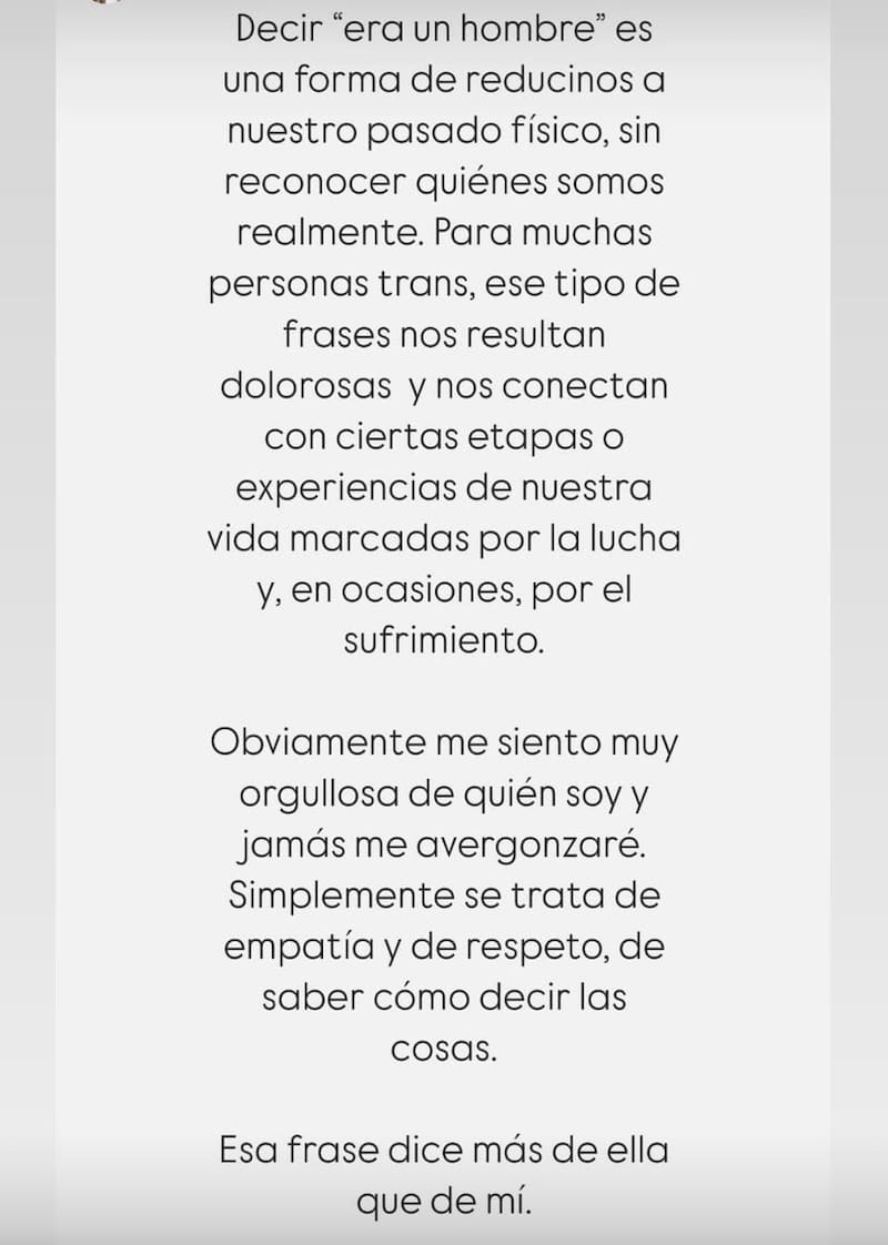 La española respondió a los comentarios de Fanny Cuevas.