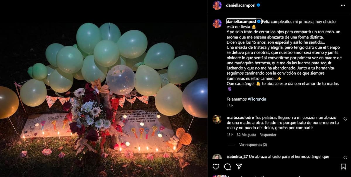 Daniella Campos compartió solemne publicación por Instagram.