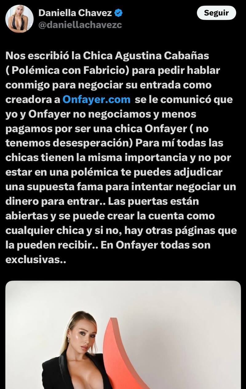La empresaria se lanzó contra Agustina Cabañas.
