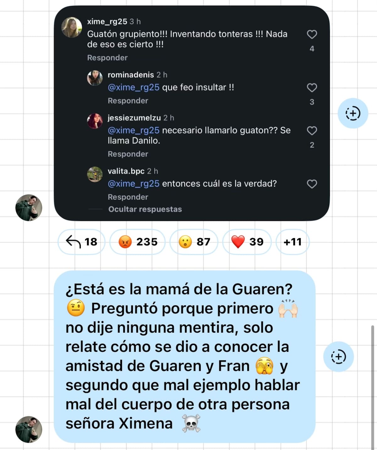 El creador expuso supuesto mensaje de la mamá de Guarén.