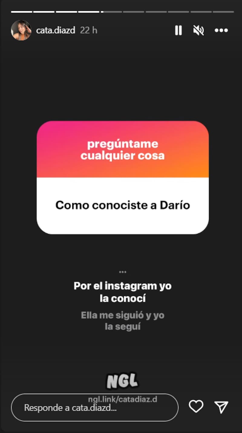 Respuesta de Catalina Díaz sobre cómo conoció a su pololo, Darío Osorio.
