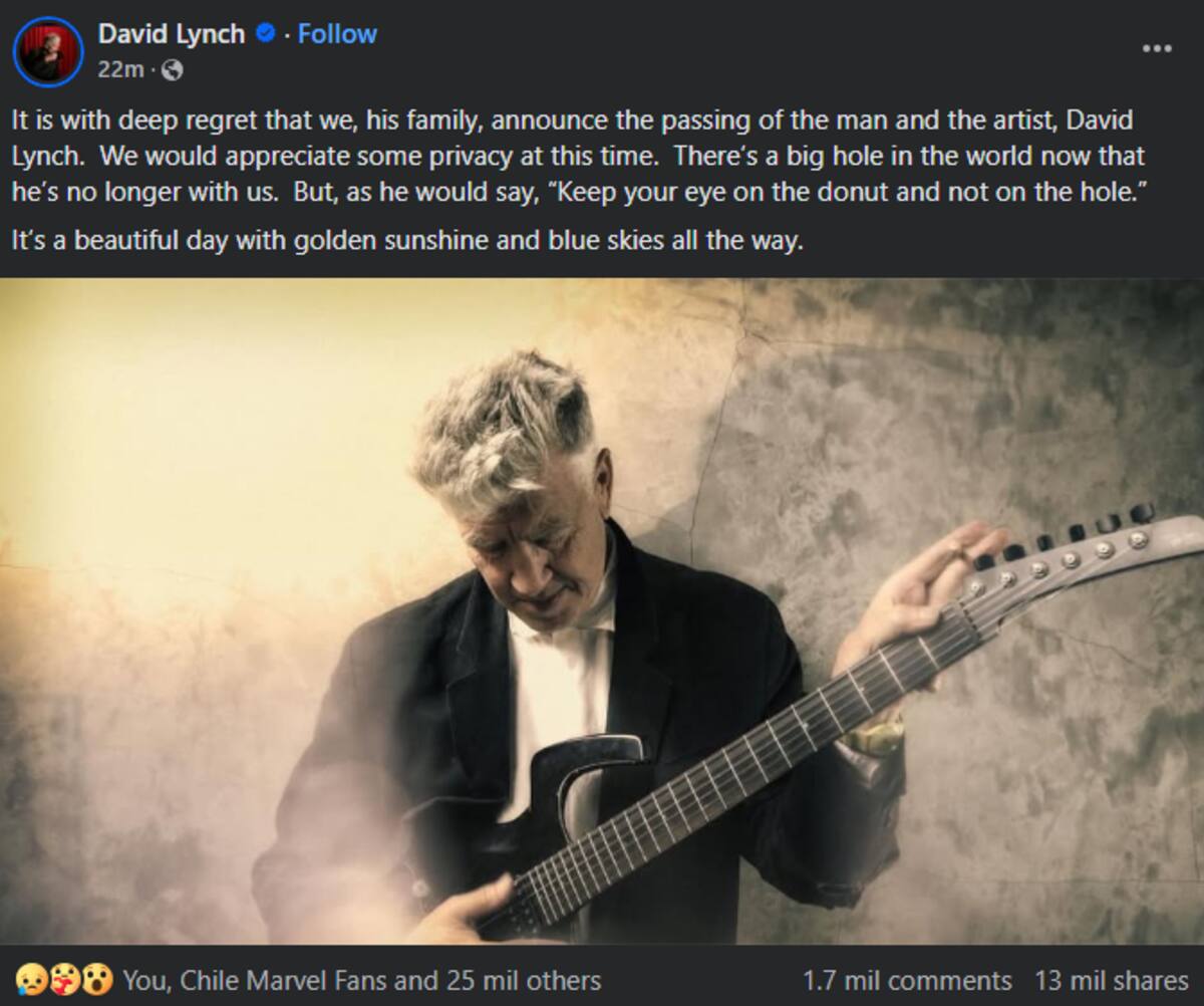 Familiares se despiden del director a través de su página de Facebook.