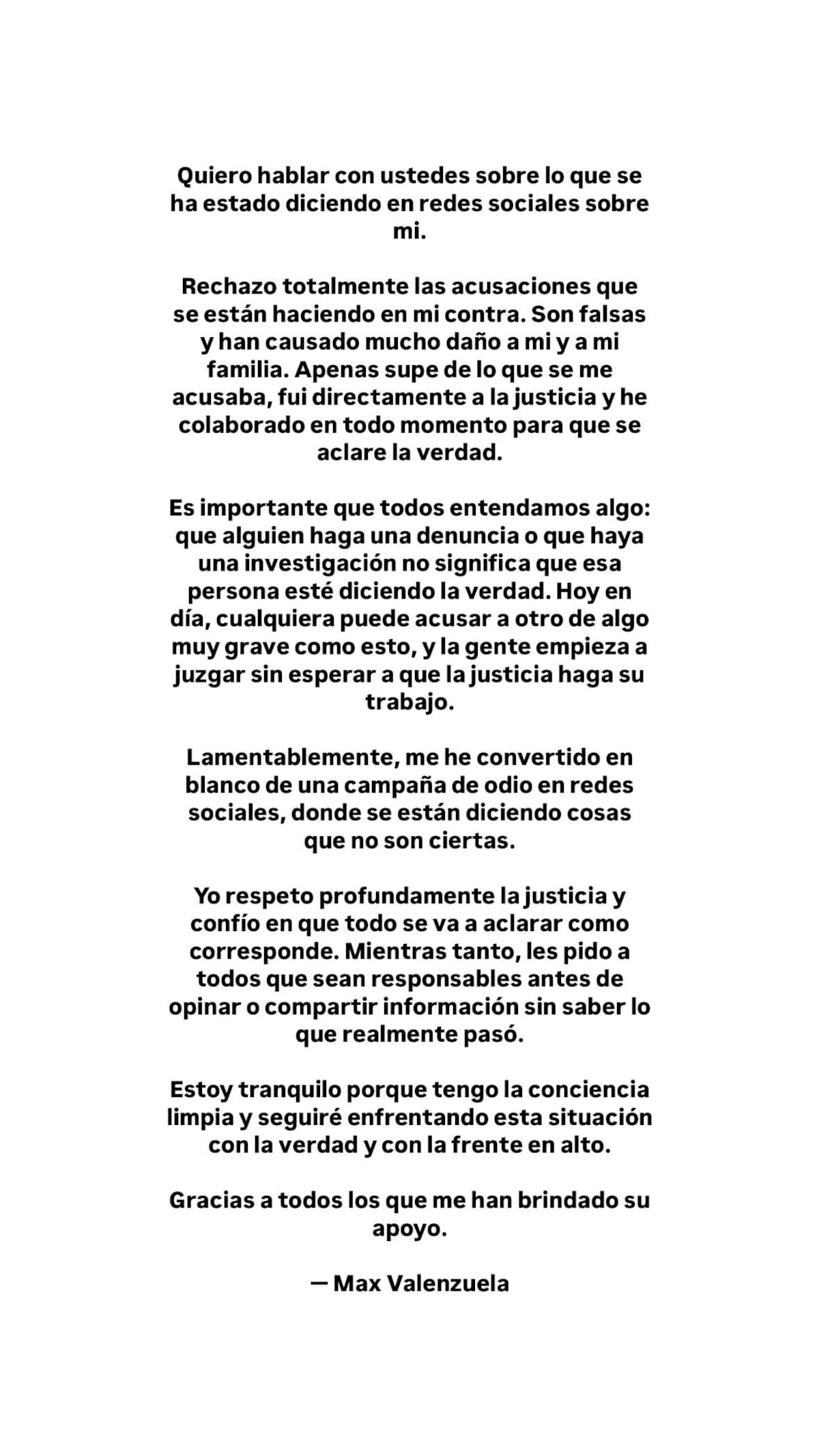 Este fue el mensaje que publicó en sus redes sociales.
