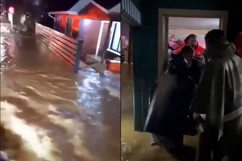 Equipos de rescate ayudaron a varias familias a evacuar sus casas. Créditos: Captura @noticieronslv