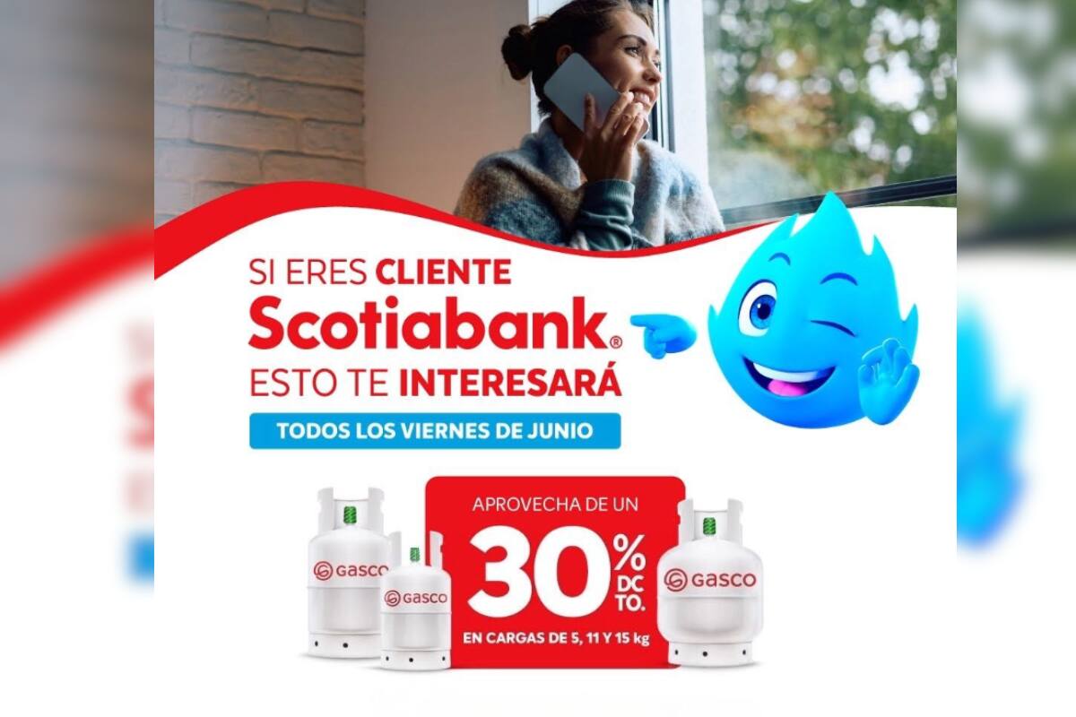 Clientes de Scotiabank podrán optar por beneficio en Gasco solo por junio.